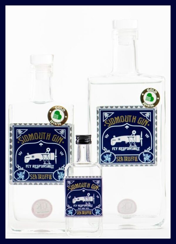 Sidmouth gin bottles - sea truffle